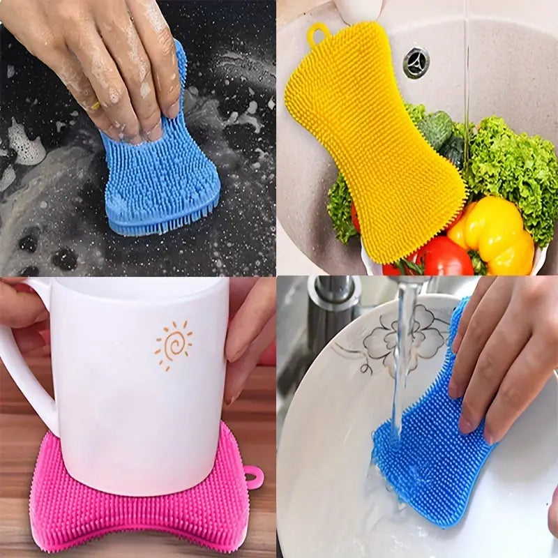 Silicone Scrubber Dishwashing Brush for Kitchen Cleaning